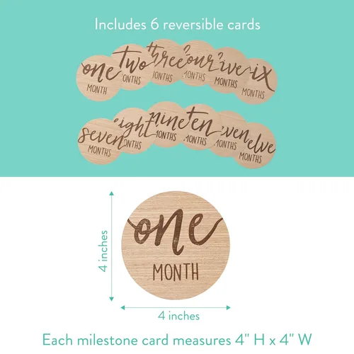 Miniatura 7 de Kate & Milo Discos marcadores mensuales de hitos para bebés, accesorios de fotos reversibles, tarjetas de crecimiento del bebé y embarazo, 1 a 12