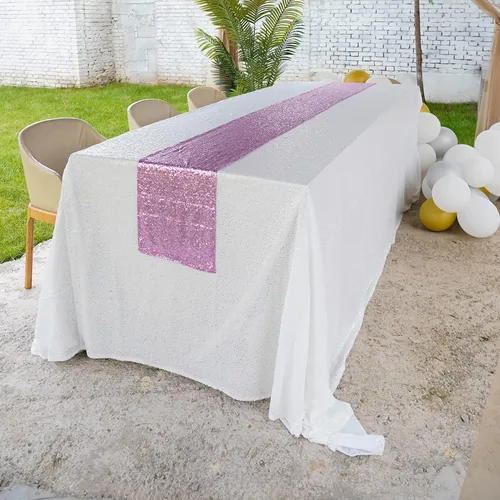Miniatura 59 de Mantel de lentejuelas de 60 x 102 pulgadas, azul bebé, para boda, fiesta, despedida de soltera, rectangular
