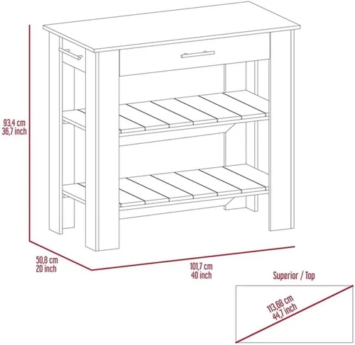 Miniatura 5 de TUHOME - Isla de cocina Cala, 40 islas de cocina de madera de ingeniería, multicolor