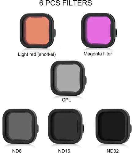 Miniatura 7 de SOONSUN Juego de 6 filtros de lentes para GoPro Hero 12 11 10 9 Negro - ND8, ND16, ND32, CPL, rojo, magenta, densidad neutra, polarizador circular