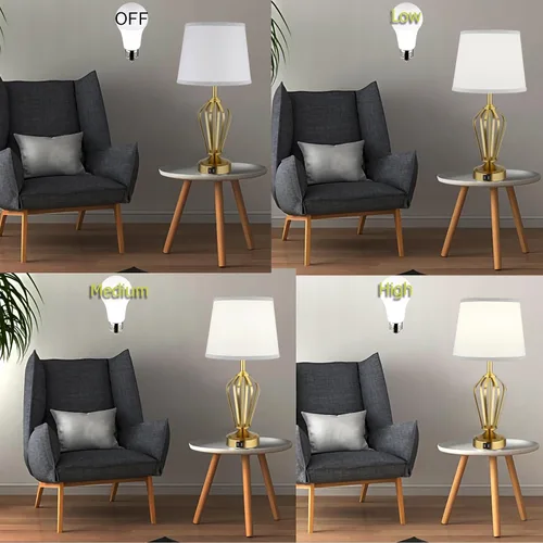 Miniatura 3 de Ldeco Juego de 2 lámparas de mesa táctiles, lámpara de mesita de noche con puertos USB, lámpara de escritorio con atenuador táctil de 3 vías