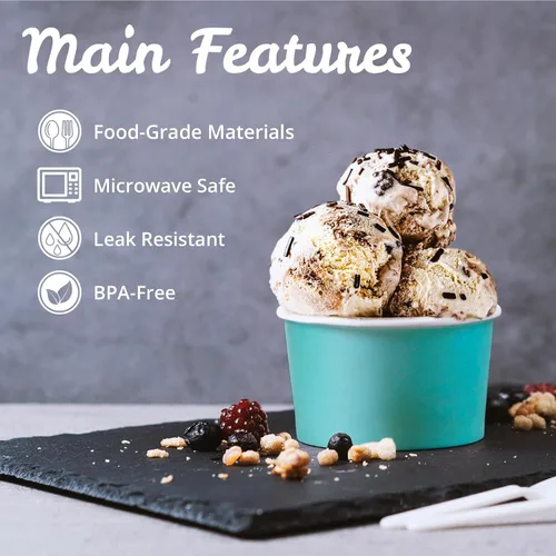Miniatura 6 de MATICAN Vasos de papel para helado, paquete de 100 cuencos desechables de postre de 5.5 onzas para bebidas calientes y frías, 5.5 onzas, 5