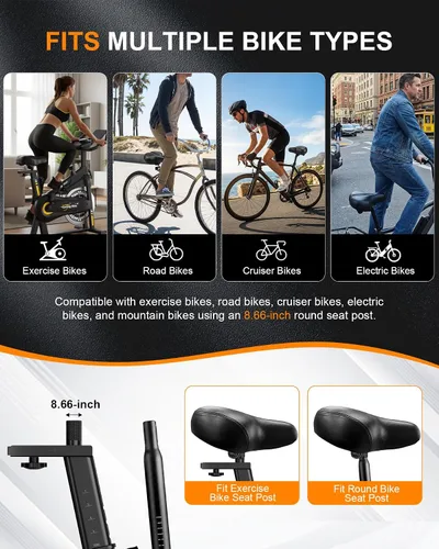 Miniatura 7 de Asiento de bicicleta de gran tamaño, cómodo cojín de asiento de bicicleta con diseño ergonómico, impermeable, transpirable, asiento de bicicleta