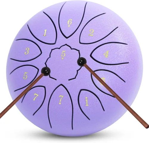 Miniatura 15 de Tambor de lengua de acero con 11 notas de 6 pulgadas con bolsa de tambor, libro de música, mazos de tambor, soporte para mazo, púas de dedos y Azul