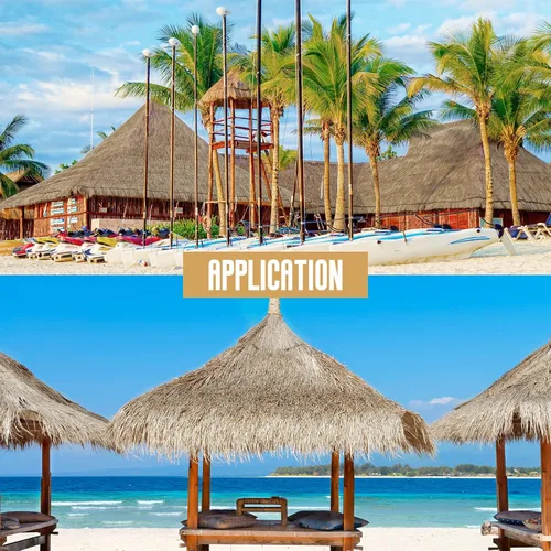 Miniatura 4 de Sawysine Rollo de paja mexicana para techo Tiki Hut, rodillos de paja de palma para Tiki Bar, Pato ciego Paraguas de patio, Palapa Artificial Gris