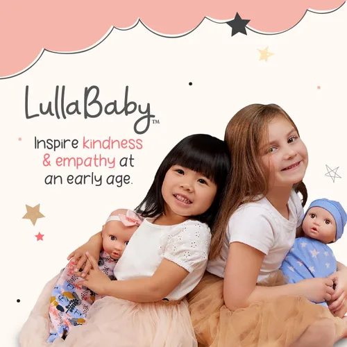 Miniatura 7 de LullaBaby Muñecas gemelas realistas de 14 pulgadas - Tonos de piel claros y ojos azules - Cuerpos suaves y trajes extraíbles - Sombrero, diadema