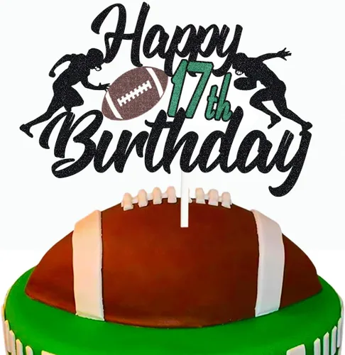 Miniatura 8 de Decoración para pastel de fútbol de 15 años, decoración de fiesta de cumpleaños de 15 años, decoración de pastel de escena de jugador de rugby