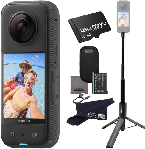 Insta360 X3 - Cámara de acción impermeable 360 con sensores de 1/2 pulgada de 48 MP, video HDR de 5.7K 360, foto de 72MP 360, lente 4K, modo Me de