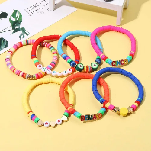 Miniatura 287 de Surfer Heishi - Pulseras apilables para mujer, apilables, de vinilo arcoíris, disco de arcilla, pulseras elásticas para la amistad, joyería bohemia