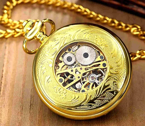 Miniatura 5 de Steampunk - Reloj de bolsillo mecánico con diseño de letras romanas vintage con cadenas para regalos de Navidad