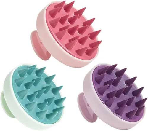 Miniatura 8 de Masajeador de cuero cabelludo para el cuero cabelludo, cepillo de silicona suave, cepillo de champú, exfoliante del cuero cabelludo para el 1PC-Rojo