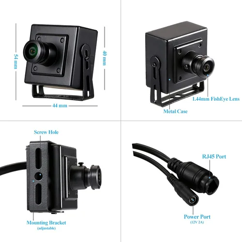 Miniatura 5 de REVOTECH Mini cámara IP de seguridad ojo de pez, HD 3MP cámara interior 0.057 in lente 180 grados gran angular P2P visión remota CCTV Video Cam