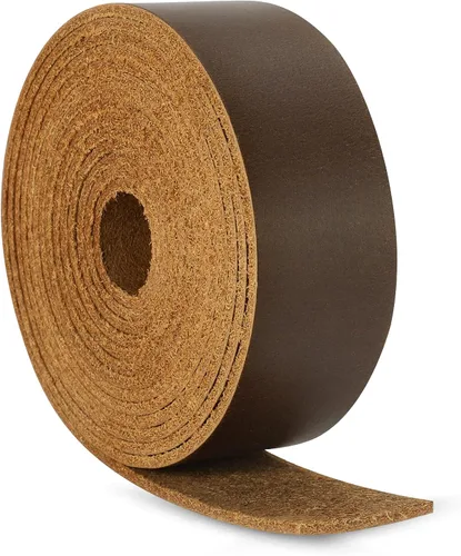 Miniatura 10 de Ringsun Tiras de cuero negro planas de 2 pulgadas de ancho para manualidades, tiras de cuero de grano completo, cordón de cuero para manualidades