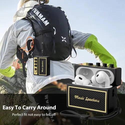Miniatura 6 de FILOTO Funda para AirPods Pro de 2ª generación con kit de limpieza, funda para Airpod Pro, amplificador de guitarra, diseño de audio retro, funda