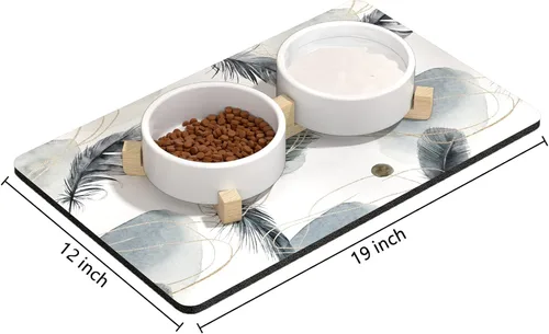 Miniatura 2 de Rnivvi Tapete de comida para perros, 12 x 19 pulgadas, absorbente, para comida y agua, bonita alfombra de goma antideslizante para alimentación