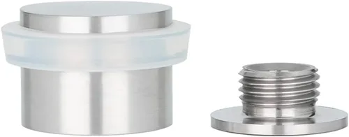 Topes de puerta EVI | Tope de puerta de acero inoxidable - Cierre de tornillo - Protector de goma blanca - Tope de puerta de 0.94 x 0.83 pulgadas