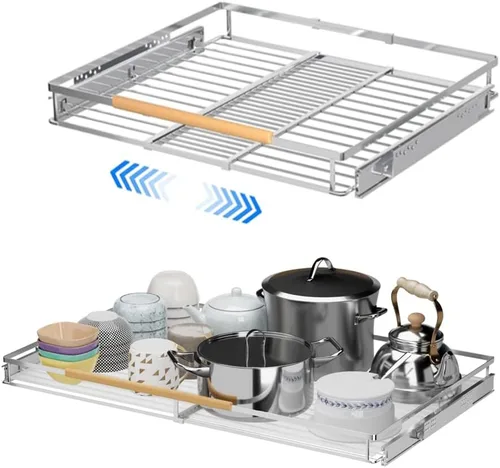 Miniatura 6 de Cajón extraíble grande y extensible, organizador de gabinete de canasta deslizante resistente para cocina, debajo del fregadero, baño, armario, 17 a