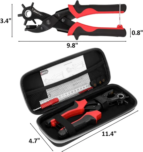 Miniatura 7 de KingTool Juego de perforadores de cuero, perforadora rotativa súper resistente, herramienta para hacer varios tamaños de agujeros