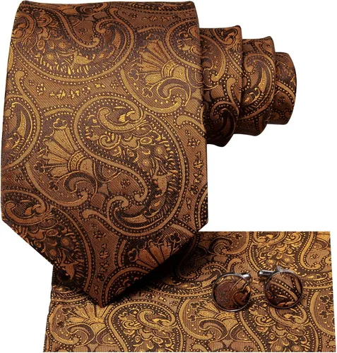 Miniatura 5 de Dubulle Conjunto de corbata de seda paisely para hombre con corbata y bolsillo cuadrado