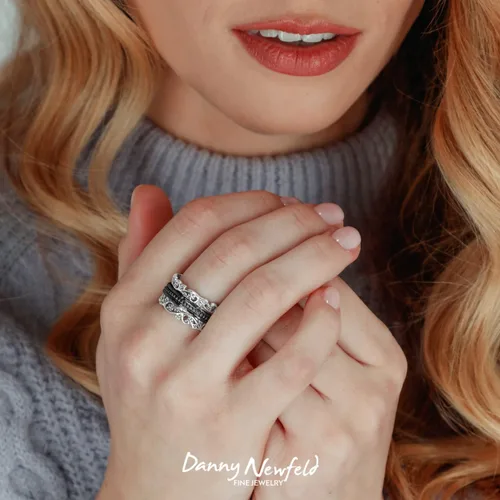 Miniatura 2 de Paz Creations - Anillo giratorio de plata de ley 925 hecho a mano, hipoalergénico, sin níquel ni plomo, fabricado en Israel, plata, oro amarillo