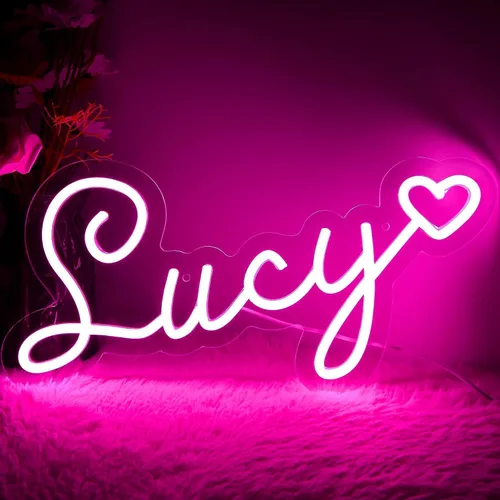 Miniatura 20 de Letrero de neón grande con nombre de Bella para decoración de pared, luz LED de neón para dormitorio de niños, decoración de fiesta de cumpleaños