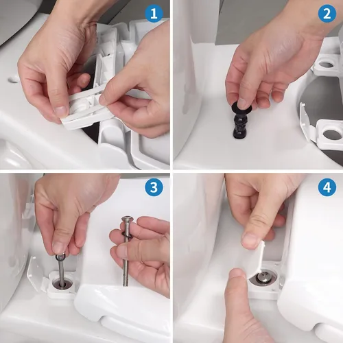 Miniatura 8 de Hibbent Asiento de inodoro de entrenamiento para ir al baño, asiento magnético integrado, tapa con tapa, nunca se afloja y cierra lentamente