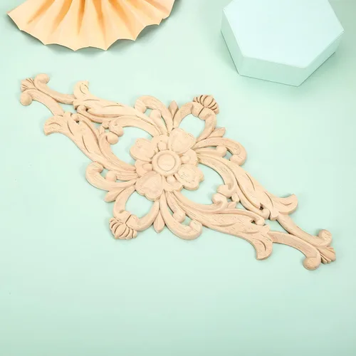 Miniatura 5 de MUXSAM Apliques de madera tallados para muebles, 1 calcomanía sin pintar para puerta, pared, techo, armario, tocador, espejo, cama, mantel, banco, 1
