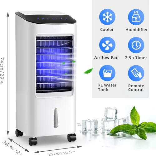 Miniatura 5 de ARLIME Enfriador de aire evaporativo, ventilador de aire acondicionado portátil 3 en 1 y humidificador, 3 velocidades de viento, 3 modos, pantalla