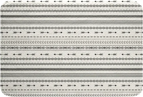 Erosebridal Tapete de baño bohemio azteca de 16 x 24 pulgadas, color blanco y negro con estampado de flechas geométricas, alfombras de baño bohemias