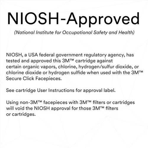 Miniatura 2 de 3M Cartucho respirador, cartucho Secure Click D8003 para vapores orgánicos y gas ácido, aprobado por NIOSH, doble flujo para mayor transpirabilidad