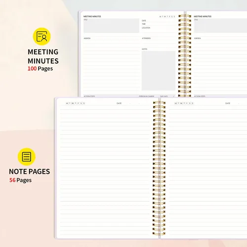 Miniatura 3 de SUNEE Cuaderno de reuniones para trabajar con elementos de acción, 160 páginas, planificador de proyectos de tamaño A4, agenda de reuniones