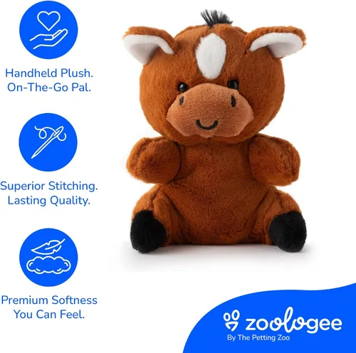Miniatura 6 de The Petting Zoo Peluche de caballo de peluche, regalos para niños, animales de vida silvestre Nuggetz, juguete de peluche de caballo marrón, 6