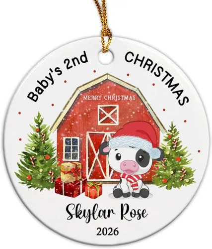 Miniatura 8 de Adorno personalizado de primer cumpleaños de oso bebé, adorno personalizado para la primera Navidad del bebé, adornos de cerámica de feliz
