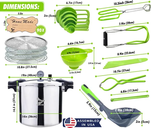 Miniatura 5 de Supa Ant Olla a Presión para Conservas de 23 Cuartos con Kit de Suministros para Principiantes - Olla a Presión para Conservas con Manómetro - Olla