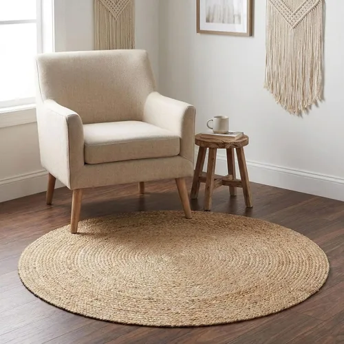 Miniatura 29 de RedEarth · Alfombra rectangular - 2'x3' de yute natural trenzada con respaldo antideslizante - Alfombra boho tejida a mano para dormitorio, cocina