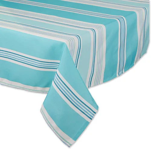 Miniatura 12 de DII Summer Stripe - Colección de mesa con cremallera para exteriores, multiusos, lavable a máquina, mantel, 60 pulgadas redonda, casa de playa