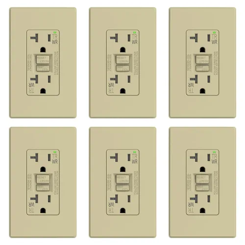 Miniatura 27 de ELEGRP Salida GFCI para Exteriores, Receptáculo GFI Eléctrico de Autoprueba de 15 Amperios con Diseño Más Delgado, Receptáculo GFCI Resistente a