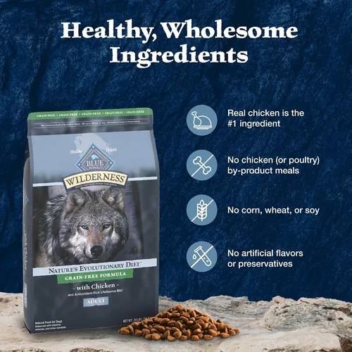Miniatura 7 de Blue Buffalo Wilderness - Alimento seco natural con alto contenido proteínico para perros adultos, pollo, 24 libras