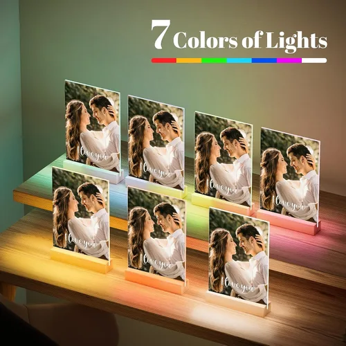 Miniatura 6 de Jkolalin Marcos de fotos personalizados con foto, marco de fotos personalizado con luz nocturna, marco de fotos personalizado, regalos de Estilo 001