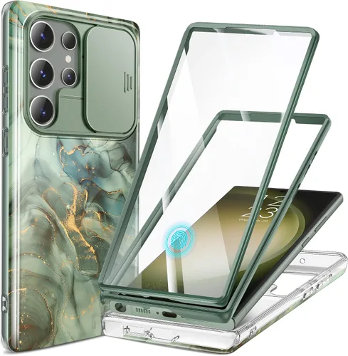 Miniatura 21 de GVIEWIN para Samsung Galaxy S23 Ultra Funda con cubierta deslizante para cámara, [Protector de pantalla incorporado] [2 Marcos frontales] Funda