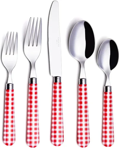 ANNOVA Vajilla colorida de acero inoxidable para cocina, incluye cuchillos, tenedores, cucharas, tenedores de ensalada y cucharas de postre, forma