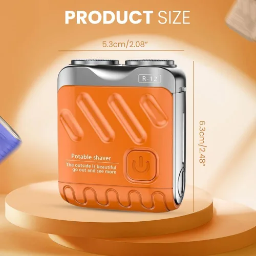 Miniatura 7 de Afeitadora eléctrica portátil de doble anillo, mini maquinilla de afeitar eléctrica giratoria de doble anillo para hombres, recargable por USB, un