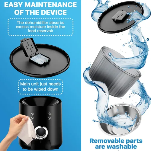 Miniatura 8 de Comedero automático para gatos, comedero automático para mascotas de 4 litros para gatos y perros pequeños, dispensador de alimentos secos con negro