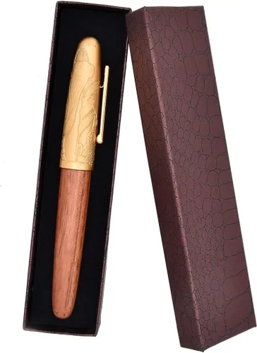 Miniatura 2 de Jinhao - Pluma estilográfica de punta fina dorada de gran tamaño con convertidor de tinta