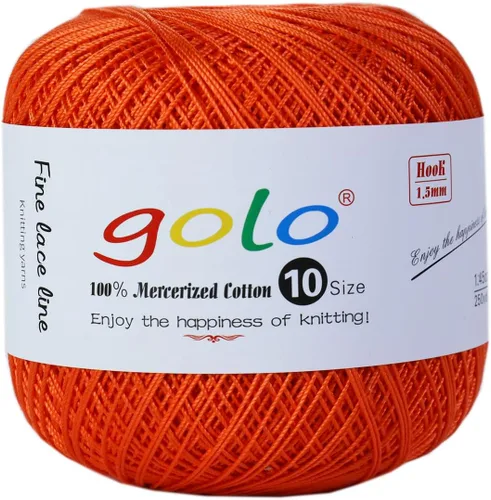 Miniatura 17 de Golo - Bolas de hilo para crochet de algodón tamaño 10, color algodón para crochet D-Fresa D078-fresa
