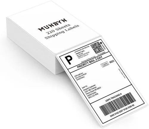MUNBYN Etiquetas de envío térmico directo de 4"x6", adhesivo permanente de grado comercial plegado en acordeón, papel para etiquetas de correo y
