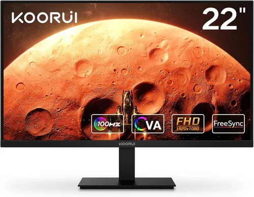 KOORUI Monitor de computadora 22 Pulgadas PC Gaming Full HD 1080P 100Hz Panel VA LCD con altavoces sincronización adaptativa (compatible con