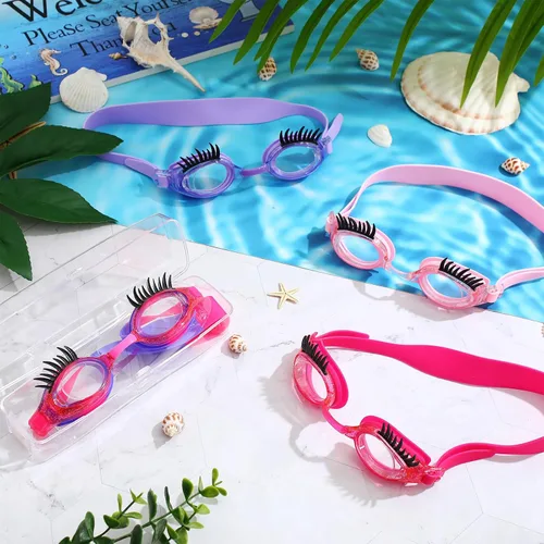 Miniatura 4 de Konohan Gafas de natación para niños, pestañas para niñas, divertidas gafas de natación sin fugas, antivaho y UV para extensiones de pestañas Varios