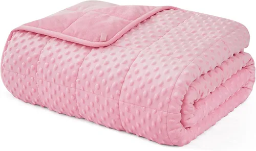 Miniatura 33 de L'AGRATY Manta con peso de 5 libras, para regazo, manta pequeña y portátil para adultos, refrescante, para viajar, relajarse y dormir, para todas