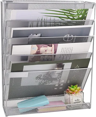 Miniatura 19 de EASEPRES Organizador de Archivos de Escritorio de Malla de 4 Niveles, Soporte de Organización de Documentos Colgante para Montaje en Pared, Estante